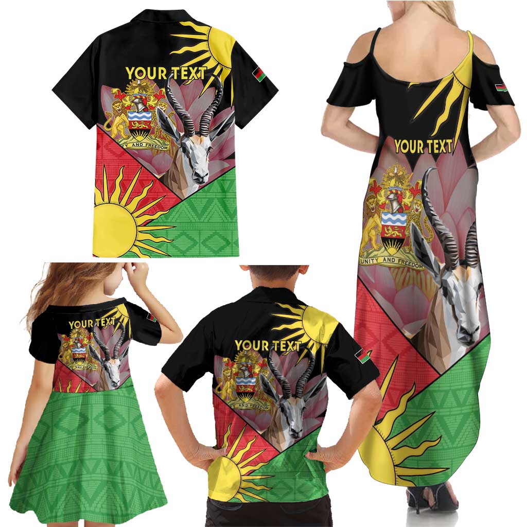 Personalised Malawi Thomsons Gazelle Family Matching Summer Maxi Dress and Hawaiian Shirt Lotus - African Pattern - Wonder Print Shop