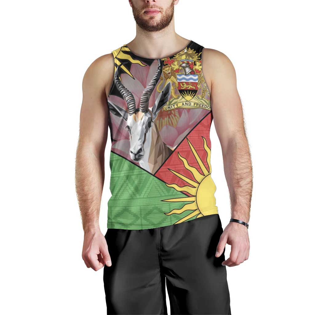 Personalised Malawi Thomsons Gazelle Men Tank Top Lotus - African Pattern - Wonder Print Shop