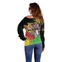 Personalised Malawi Thomsons Gazelle Off Shoulder Sweater Lotus - African Pattern - Wonder Print Shop