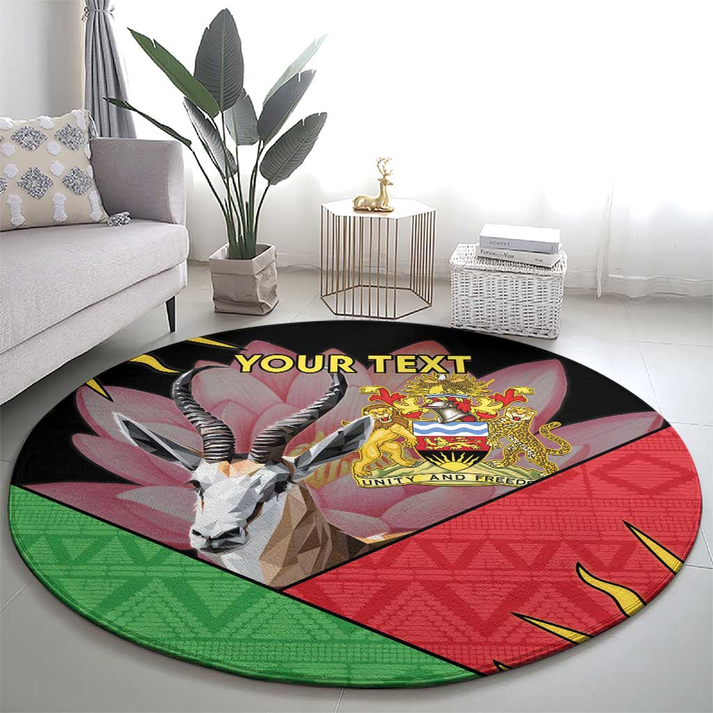 Personalised Malawi Thomsons Gazelle Round Carpet Lotus - African Pattern - Wonder Print Shop