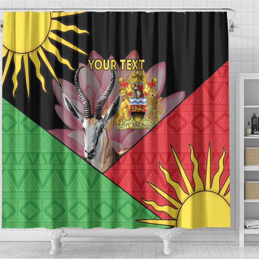 Personalised Malawi Thomsons Gazelle Shower Curtain Lotus - African Pattern - Wonder Print Shop