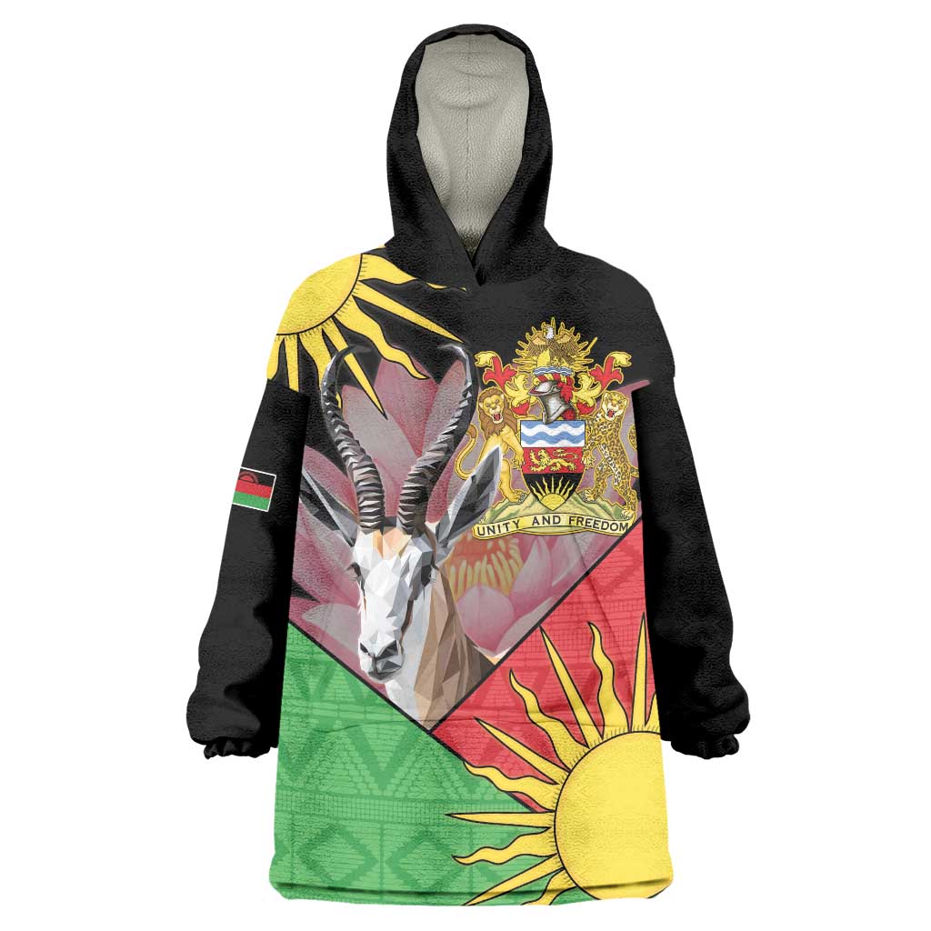 Personalised Malawi Thomsons Gazelle Wearable Blanket Hoodie Lotus - African Pattern - Wonder Print Shop