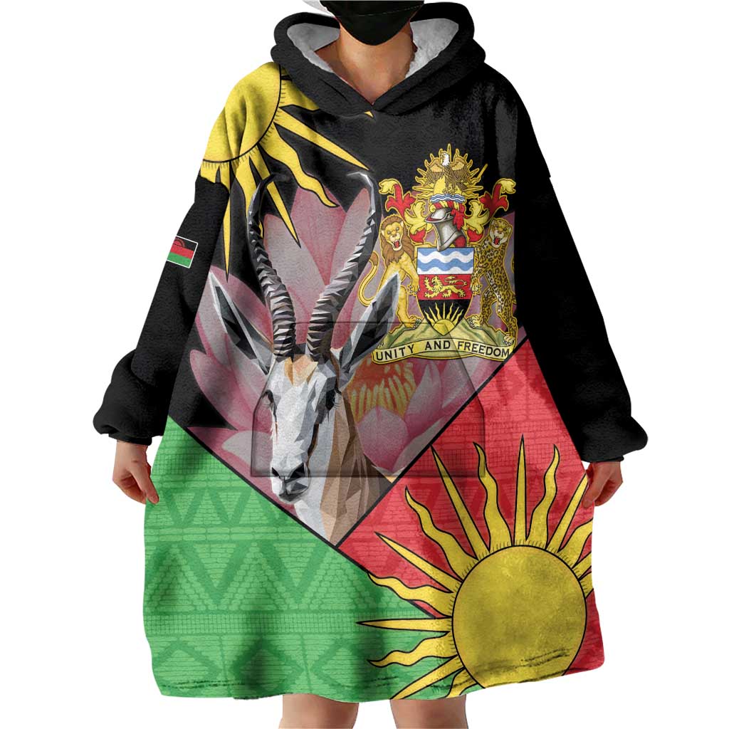 Personalised Malawi Thomsons Gazelle Wearable Blanket Hoodie Lotus - African Pattern - Wonder Print Shop