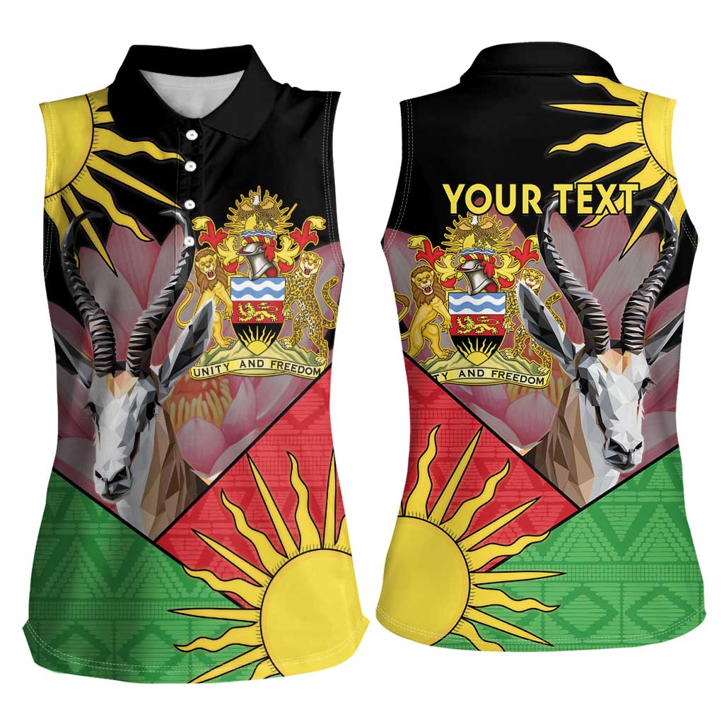 Personalised Malawi Thomsons Gazelle Women Sleeveless Polo Shirt Lotus - African Pattern - Wonder Print Shop