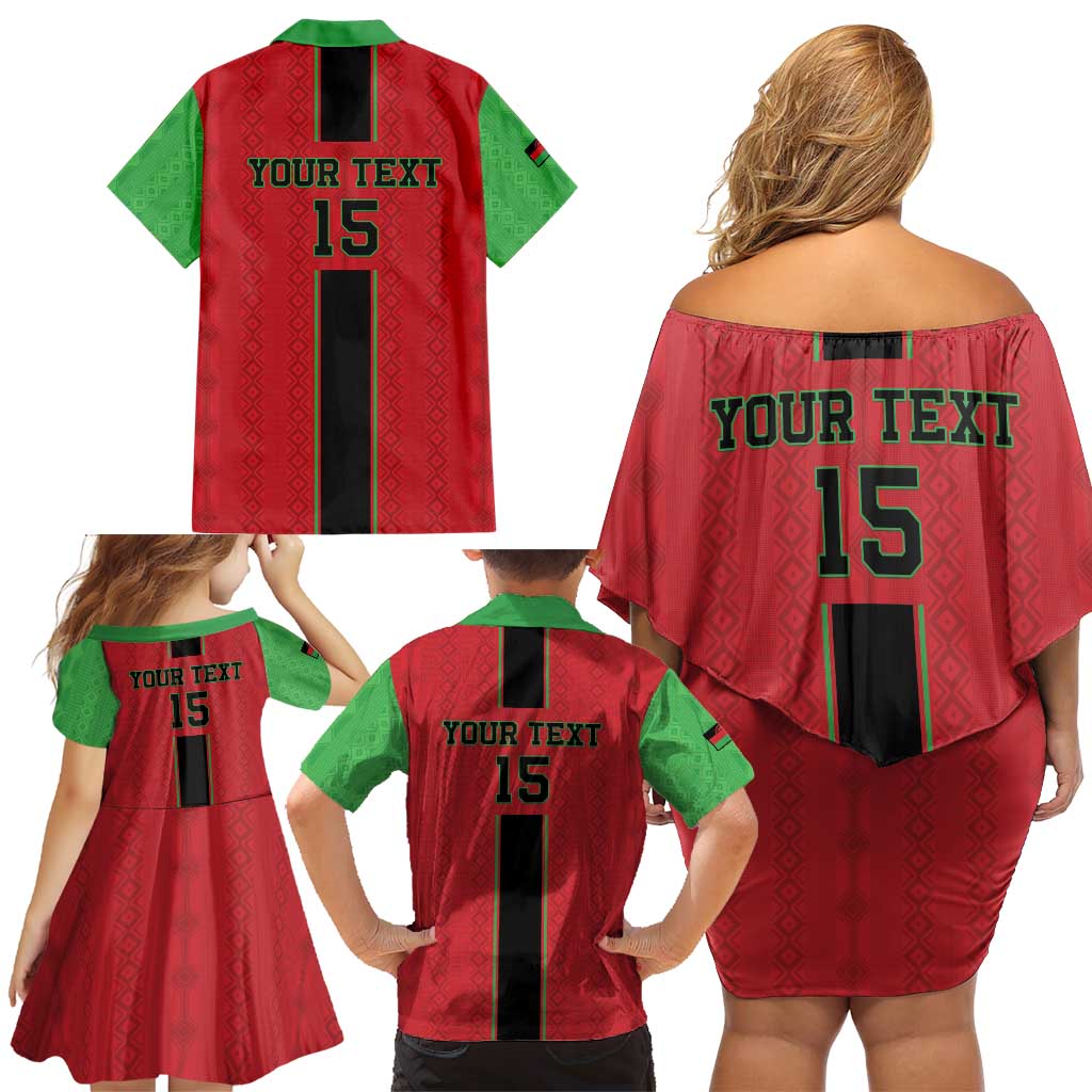 Custom Malawi Football Family Matching Off Shoulder Short Dress and Hawaiian Shirt Go Flames - Wonder Print Shop