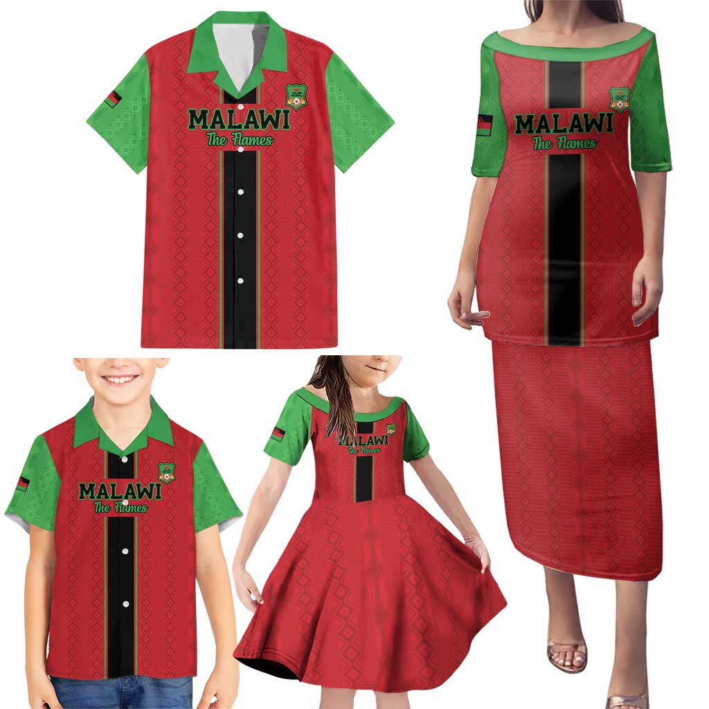 Custom Malawi Football Family Matching Puletasi and Hawaiian Shirt Go Flames