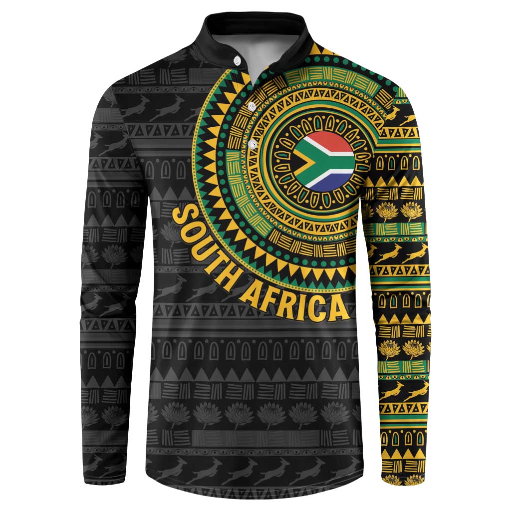 Personalised South Africa Button Sweatshirt African Tribal Pattern