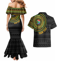 Personalised South Africa Couples Matching Mermaid Dress and Hawaiian Shirt African Tribal Pattern