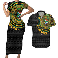 Personalised South Africa Couples Matching Short Sleeve Bodycon Dress and Hawaiian Shirt African Tribal Pattern