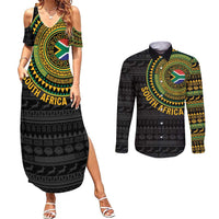 Personalised South Africa Couples Matching Summer Maxi Dress and Long Sleeve Button Shirt African Tribal Pattern
