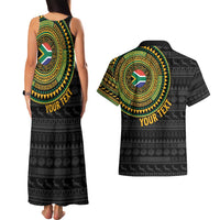 Personalised South Africa Couples Matching Tank Maxi Dress and Hawaiian Shirt African Tribal Pattern