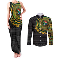 Personalised South Africa Couples Matching Tank Maxi Dress and Long Sleeve Button Shirt African Tribal Pattern