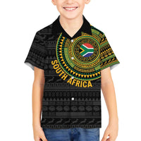 Personalised South Africa Family Matching Off The Shoulder Long Sleeve Dress and Hawaiian Shirt African Tribal Pattern