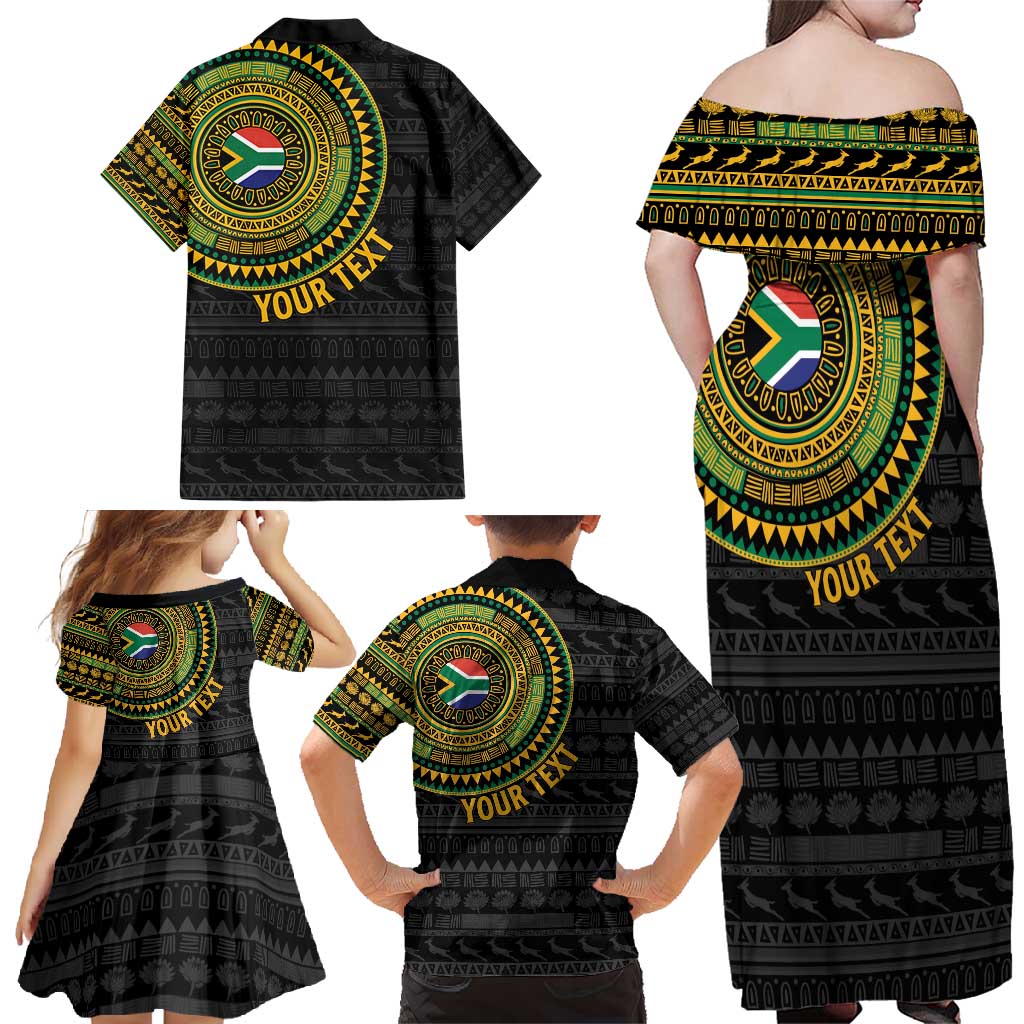 Personalised South Africa Family Matching Off Shoulder Maxi Dress and Hawaiian Shirt African Tribal Pattern