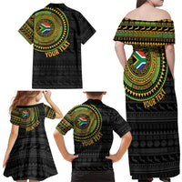 Personalised South Africa Family Matching Off Shoulder Maxi Dress and Hawaiian Shirt African Tribal Pattern