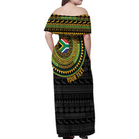 Personalised South Africa Family Matching Off Shoulder Maxi Dress and Hawaiian Shirt African Tribal Pattern