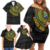 Personalised South Africa Family Matching Off Shoulder Short Dress and Hawaiian Shirt African Tribal Pattern