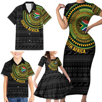 Personalised South Africa Family Matching Short Sleeve Bodycon Dress and Hawaiian Shirt African Tribal Pattern