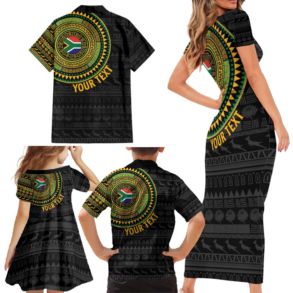 Personalised South Africa Family Matching Short Sleeve Bodycon Dress and Hawaiian Shirt African Tribal Pattern