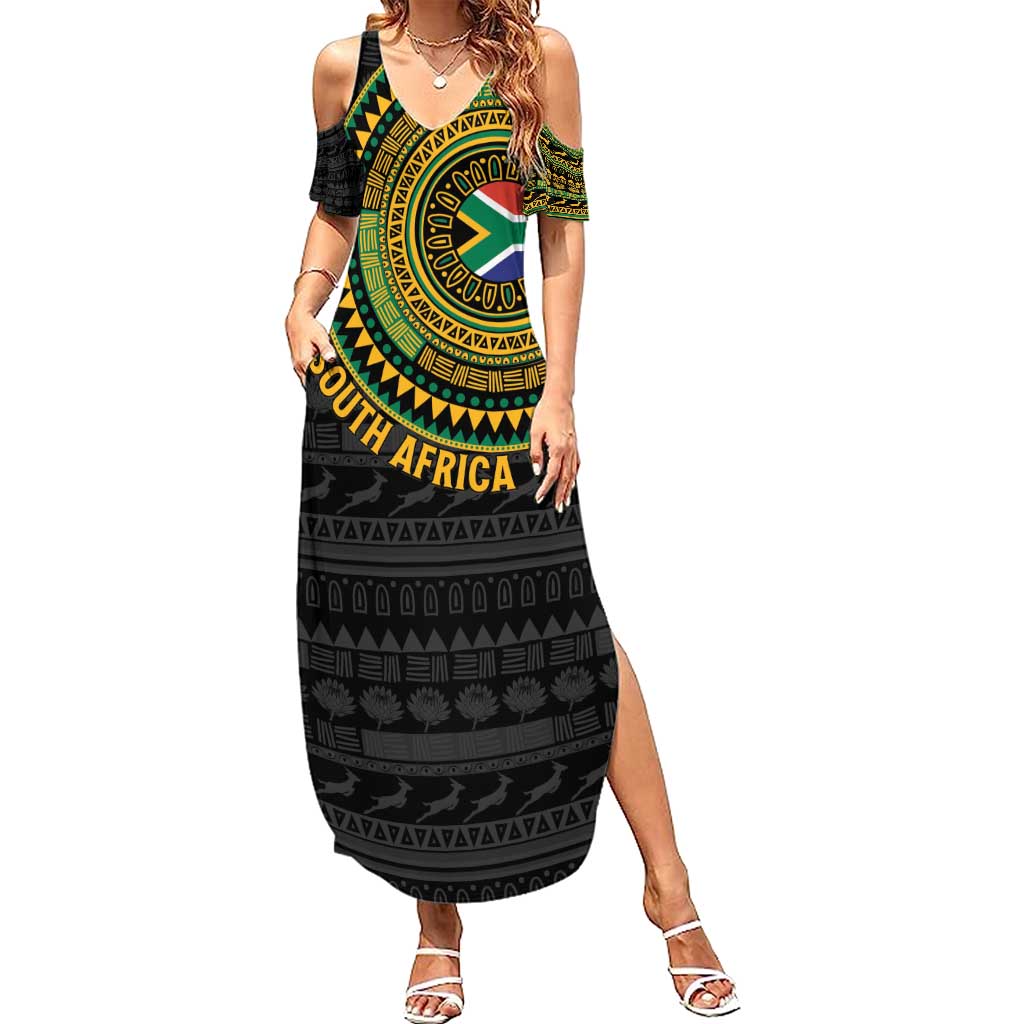 Personalised South Africa Family Matching Summer Maxi Dress and Hawaiian Shirt African Tribal Pattern