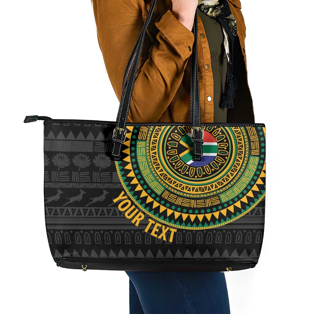 Personalised South Africa Leather Tote Bag African Tribal Pattern