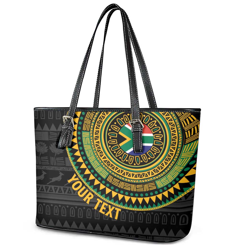 Personalised South Africa Leather Tote Bag African Tribal Pattern