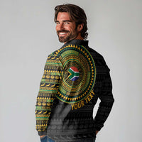 Personalised South Africa Long Sleeve Polo Shirt African Tribal Pattern