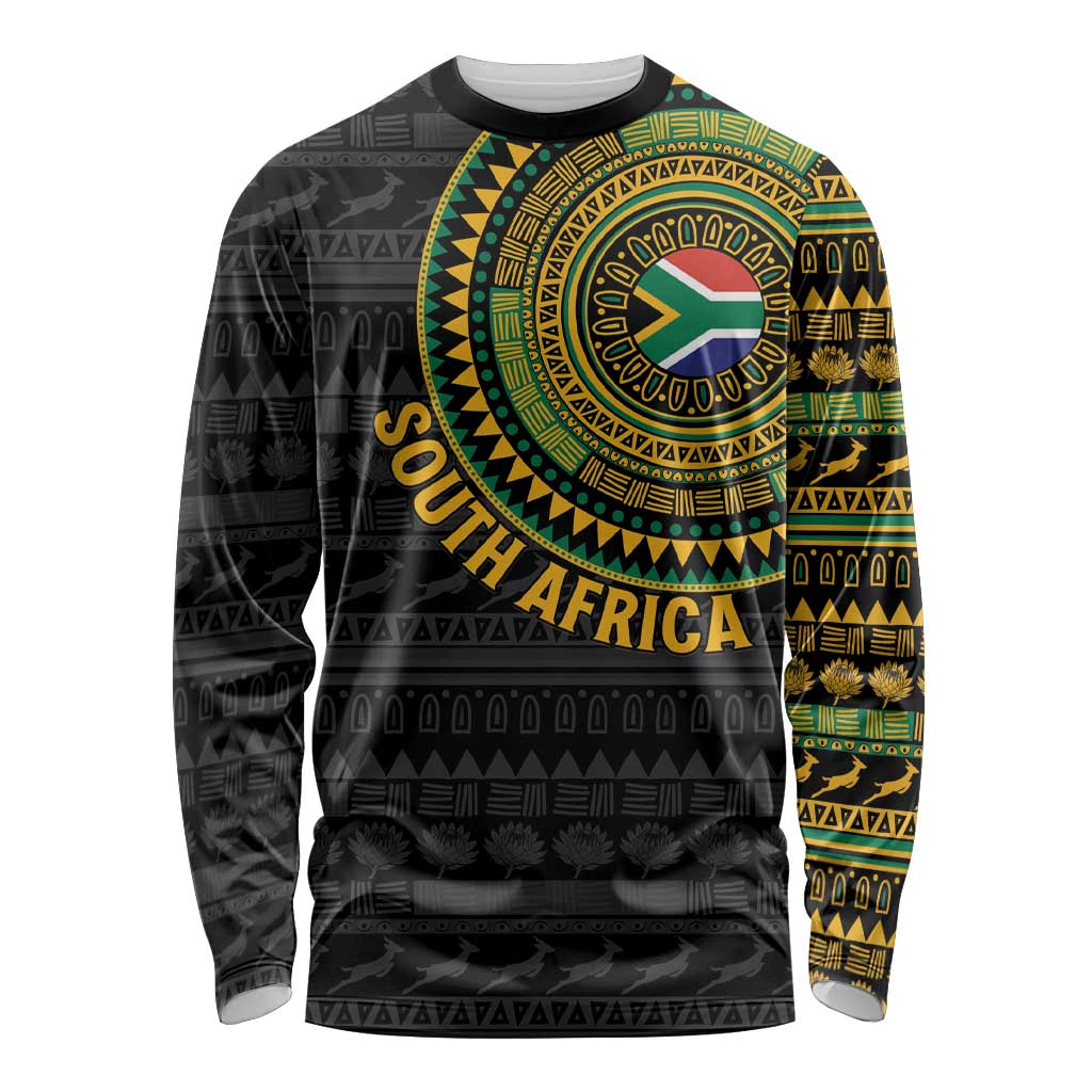 Personalised South Africa Long Sleeve Shirt African Tribal Pattern