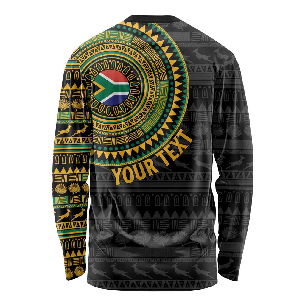 Personalised South Africa Long Sleeve Shirt African Tribal Pattern