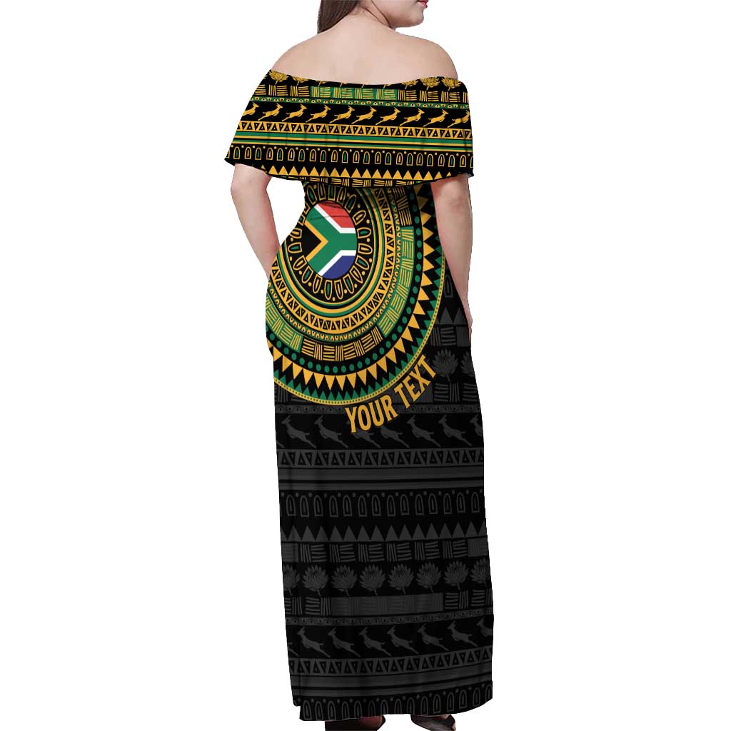 Personalised South Africa Off Shoulder Maxi Dress African Tribal Pattern