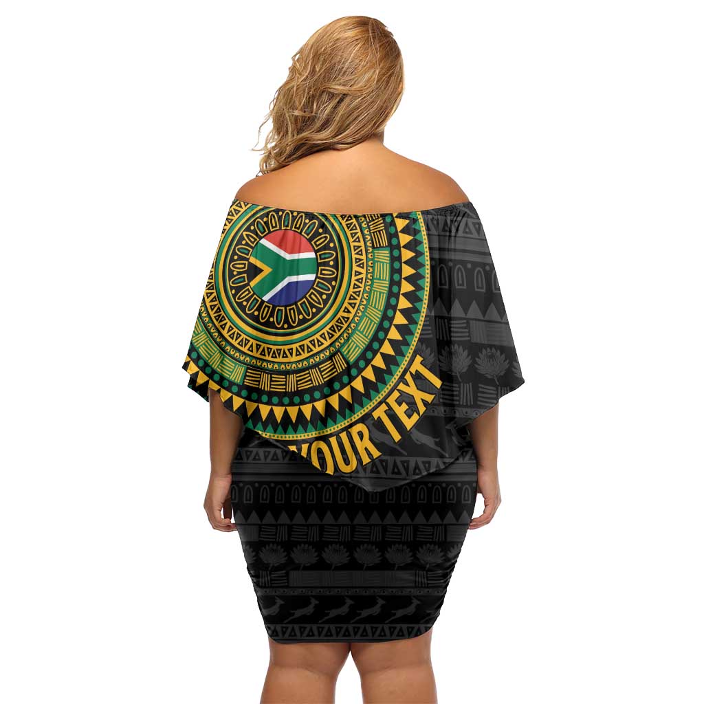 Personalised South Africa Off Shoulder Short Dress African Tribal Pattern