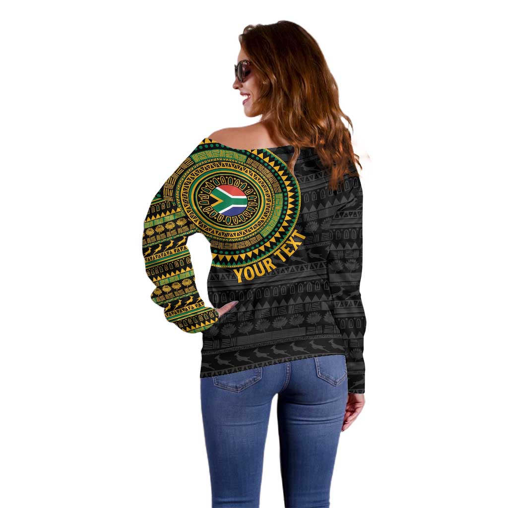 Personalised South Africa Off Shoulder Sweater African Tribal Pattern
