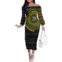 Personalised South Africa Off The Shoulder Long Sleeve Dress African Tribal Pattern