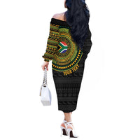 Personalised South Africa Off The Shoulder Long Sleeve Dress African Tribal Pattern