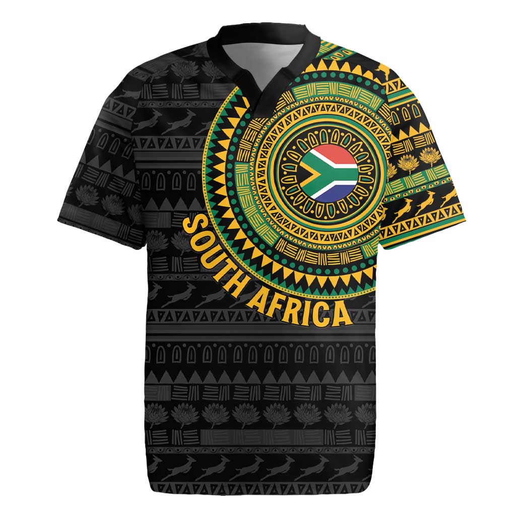 Personalised South Africa Rugby Jersey African Tribal Pattern