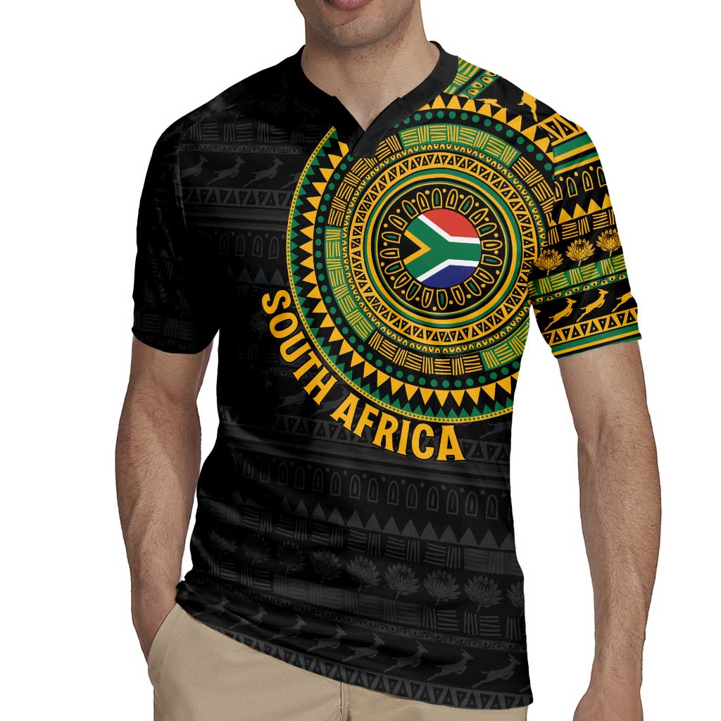 Personalised South Africa Rugby Jersey African Tribal Pattern