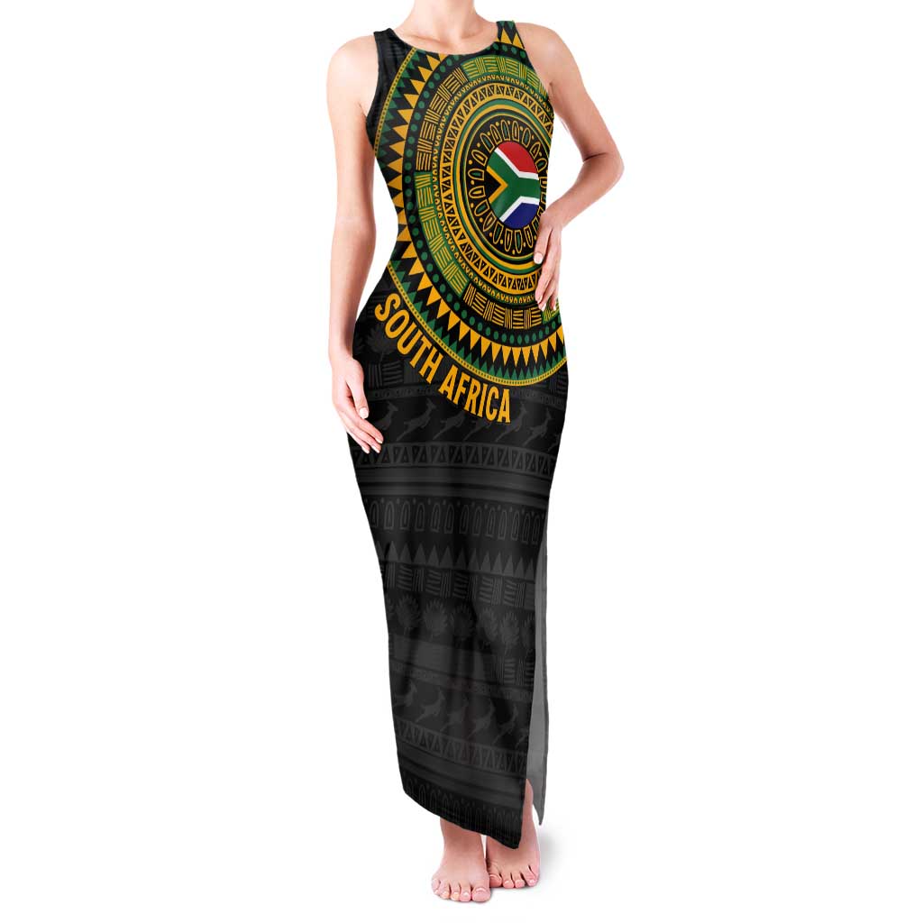 Personalised South Africa Tank Maxi Dress African Tribal Pattern