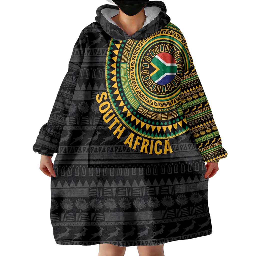 Personalised South Africa Wearable Blanket Hoodie African Tribal Pattern