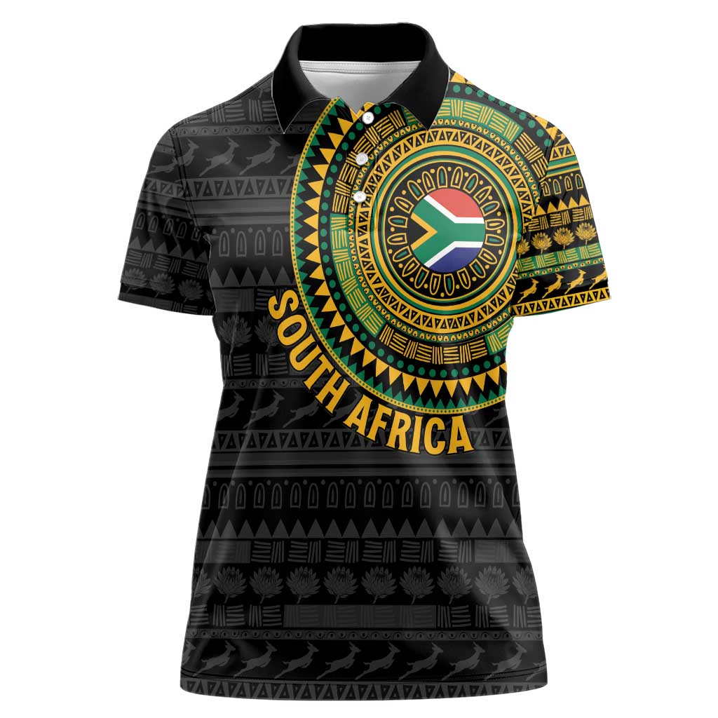 Personalised South Africa Women Polo Shirt African Tribal Pattern