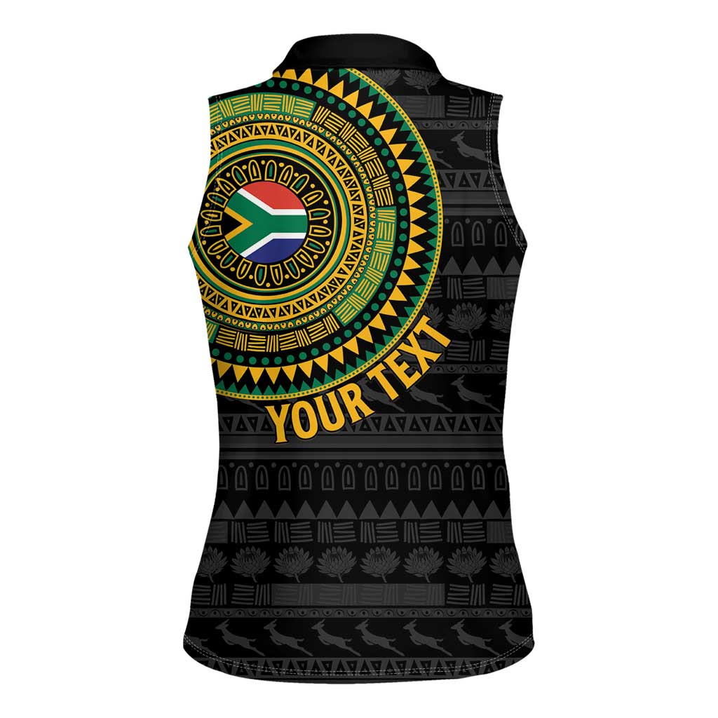 Personalised South Africa Women Sleeveless Polo Shirt African Tribal Pattern