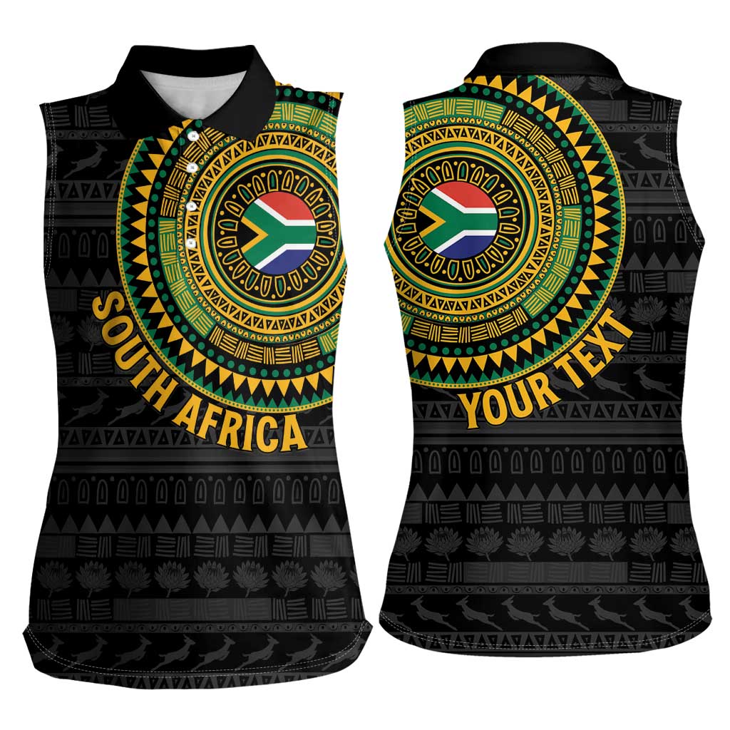 Personalised South Africa Women Sleeveless Polo Shirt African Tribal Pattern