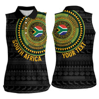 Personalised South Africa Women Sleeveless Polo Shirt African Tribal Pattern