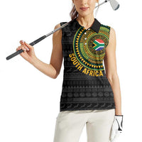 Personalised South Africa Women Sleeveless Polo Shirt African Tribal Pattern