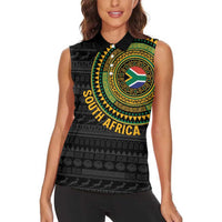 Personalised South Africa Women Sleeveless Polo Shirt African Tribal Pattern