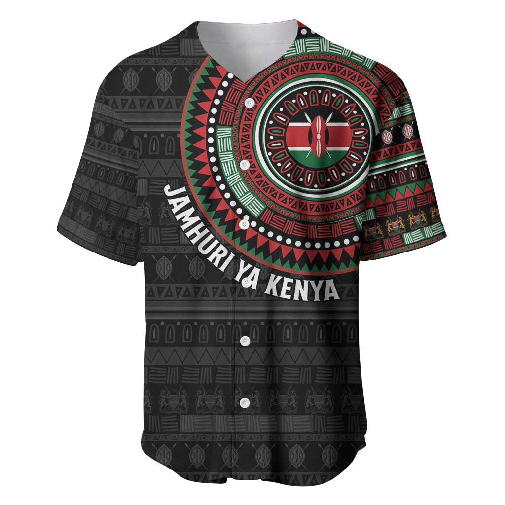 Personalised Kenya Baseball Jersey African Tribal Pattern