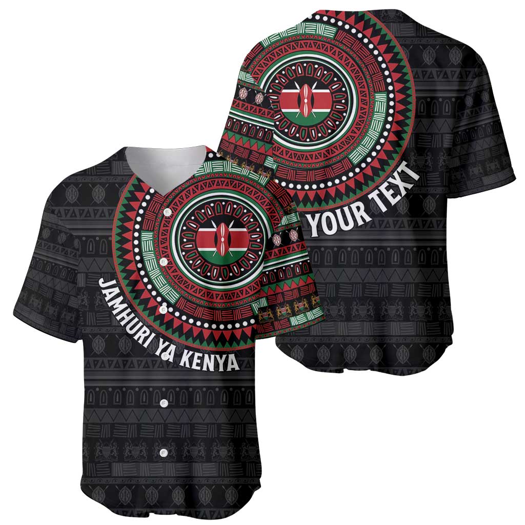 Personalised Kenya Baseball Jersey African Tribal Pattern