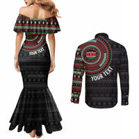 Personalised Kenya Couples Matching Mermaid Dress and Long Sleeve Button Shirt African Tribal Pattern