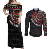 Personalised Kenya Couples Matching Off Shoulder Maxi Dress and Long Sleeve Button Shirt African Tribal Pattern