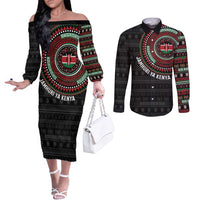 Personalised Kenya Couples Matching Off The Shoulder Long Sleeve Dress and Long Sleeve Button Shirt African Tribal Pattern