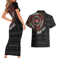 Personalised Kenya Couples Matching Short Sleeve Bodycon Dress and Hawaiian Shirt African Tribal Pattern